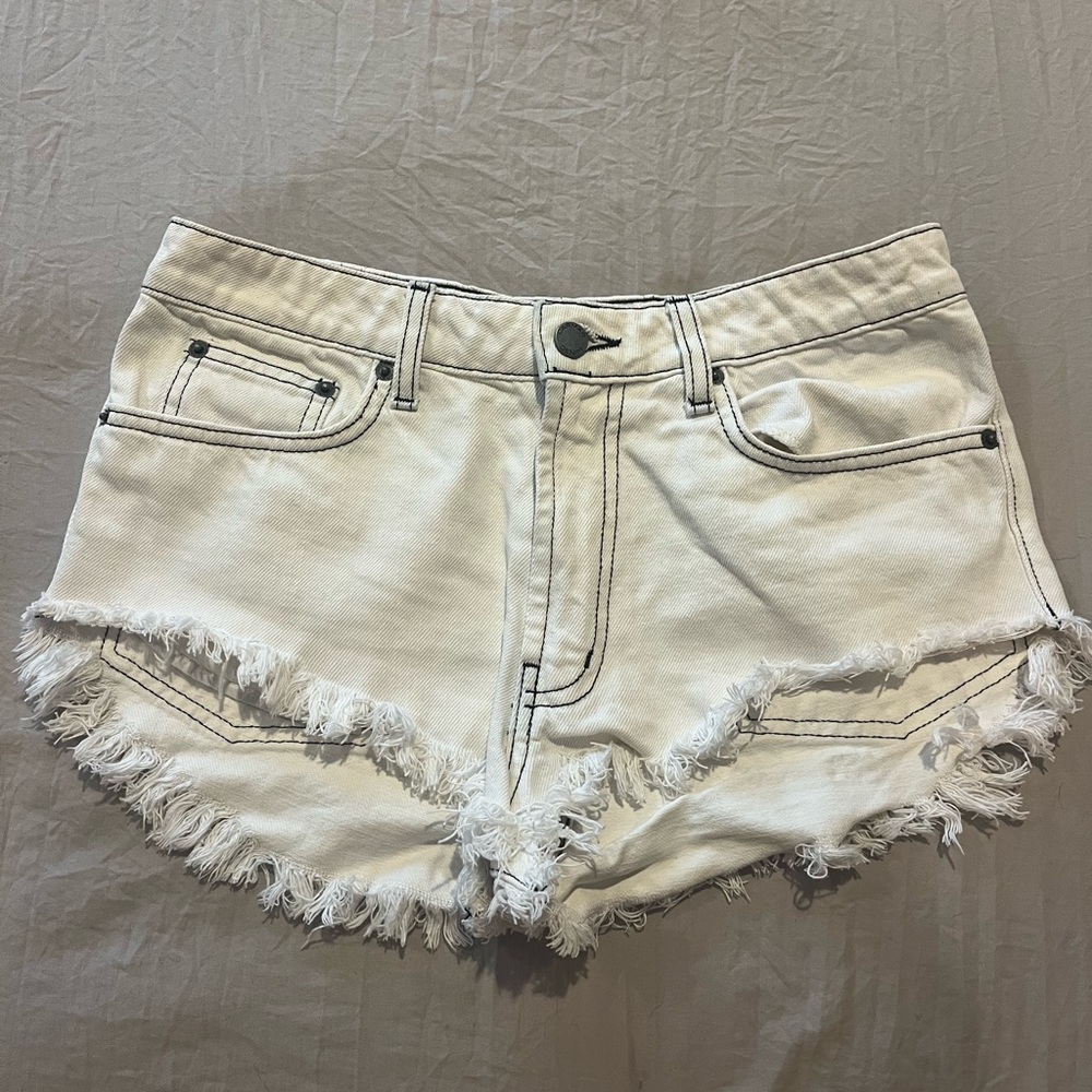 Carmar LF white jean shorts black detailing